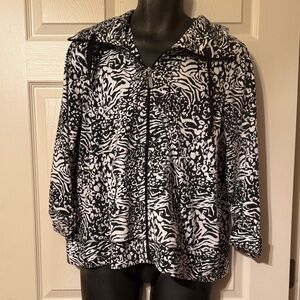 Black & White Print Zip-Up Jacket Size Large